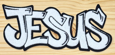 Jesus White- Chenille/Sequins Iron On Patch