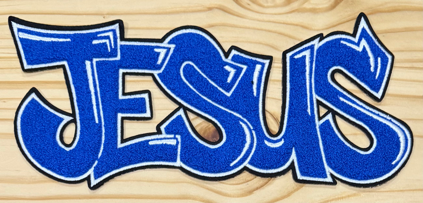 Jesus Royal Blue - Chenille/Sequins Iron On Patch