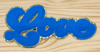 Love Royal Blue - Chenille/Sequins Iron On Patch