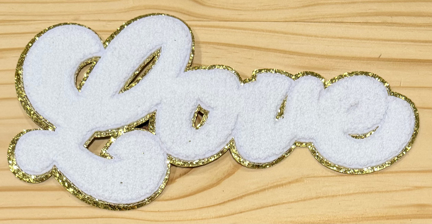 Love White - Chenille/Sequins Iron On Patch