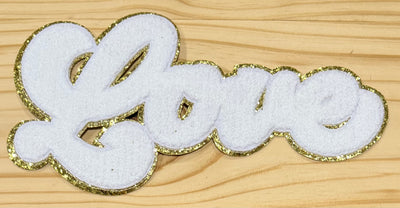 Love White - Chenille/Sequins Iron On Patch