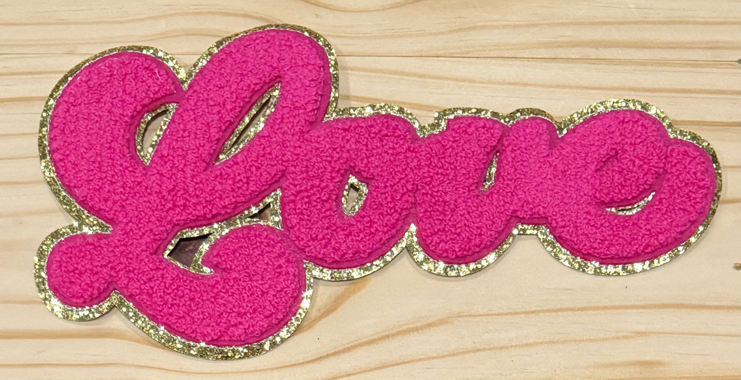Love Pink - Chenille/Sequins Iron On Patch