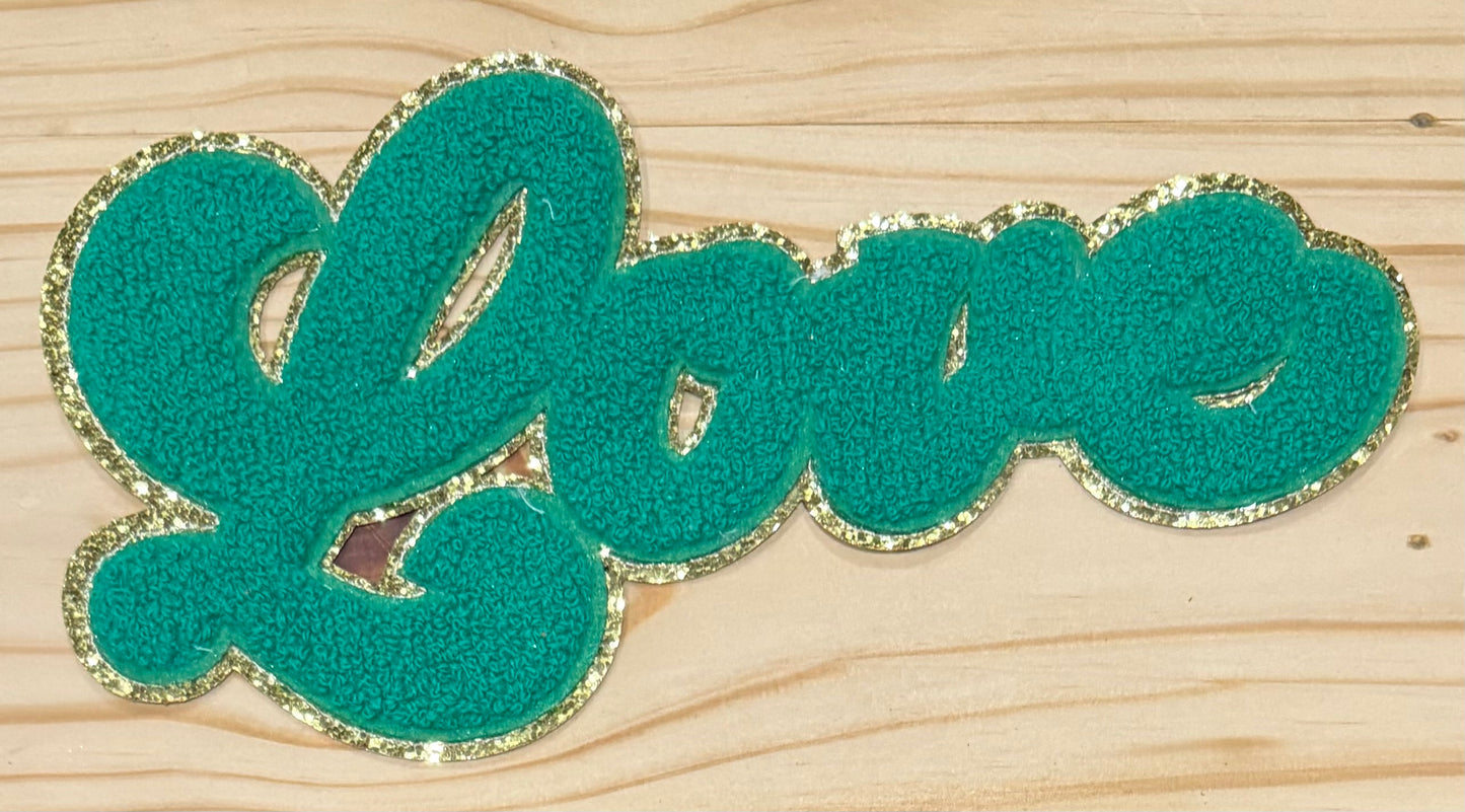 Love Green - Chenille/Sequins Iron On Patch
