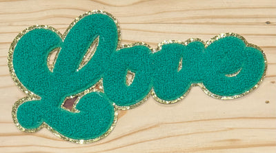 Love Green - Chenille/Sequins Iron On Patch