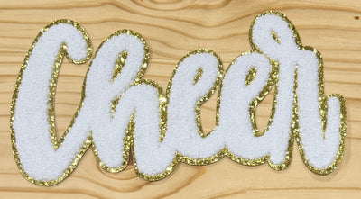 Cheer White - Chenille/Sequins Iron On Patch