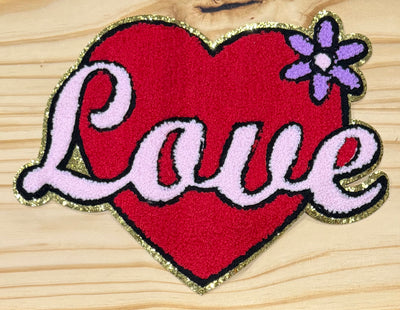 Love on Heart - Chenille/Sequins Iron On Patch