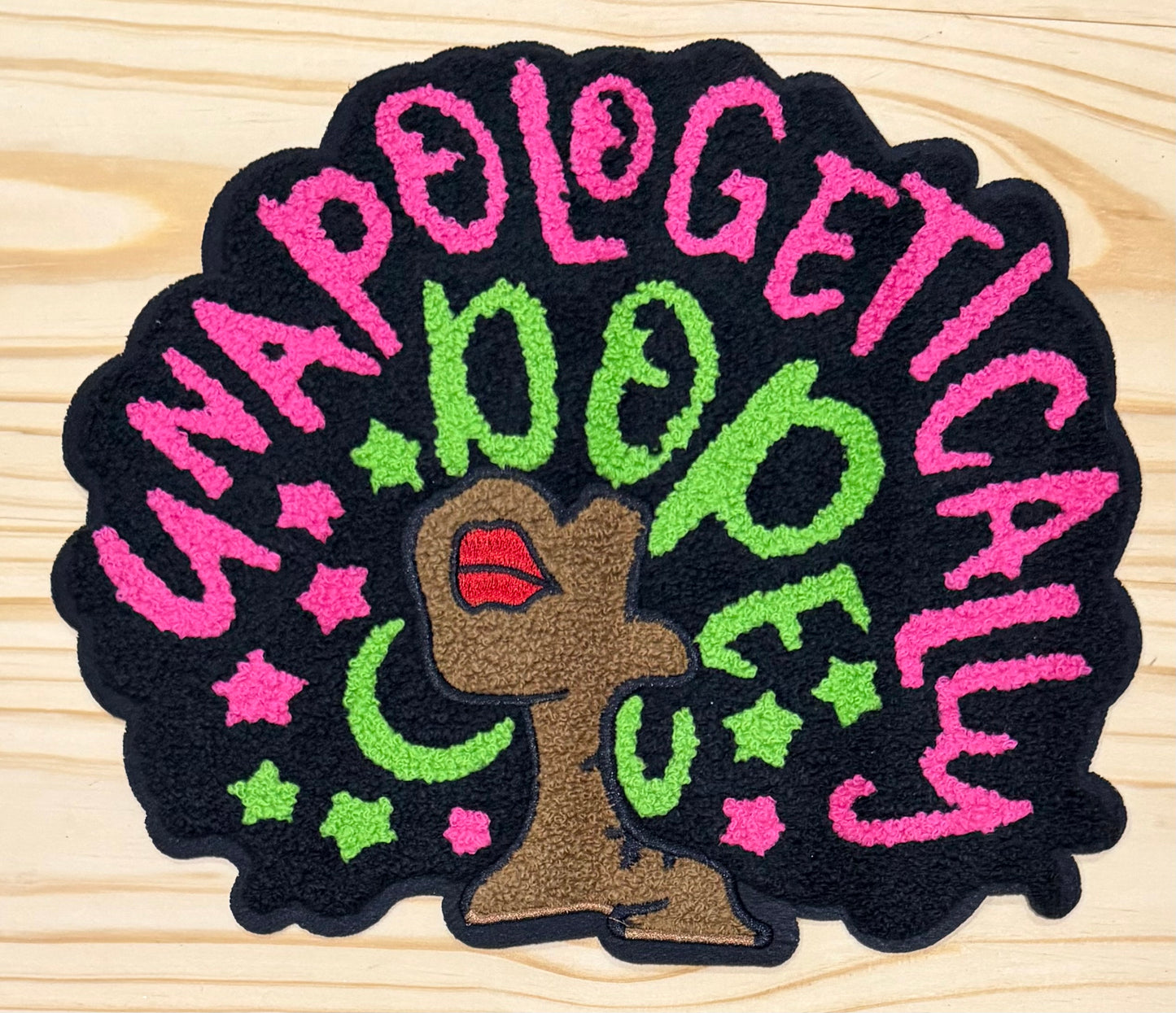 Unapologetically Dope Pink and Green - Chenille/Sequins Iron On Patch