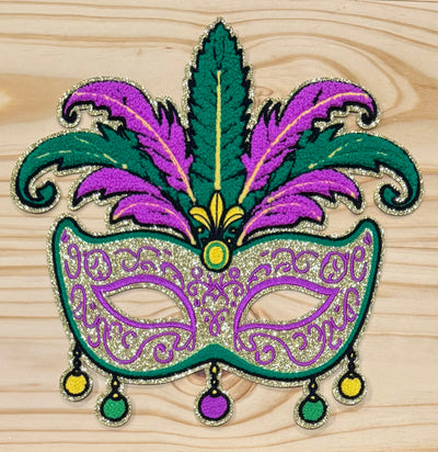 Mardi Gras Mask- Chenille/Sequins Iron On Patch