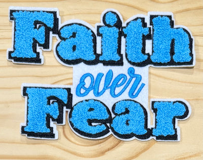 Faith over Fear Teal Small - Chenille/Sequins Iron On Patch