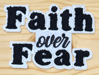 Faith over Fear Black Small - Chenille/Sequins Iron On Patch