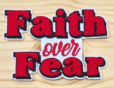 Faith over Fear Red Small - Chenille/Sequins Iron On Patch