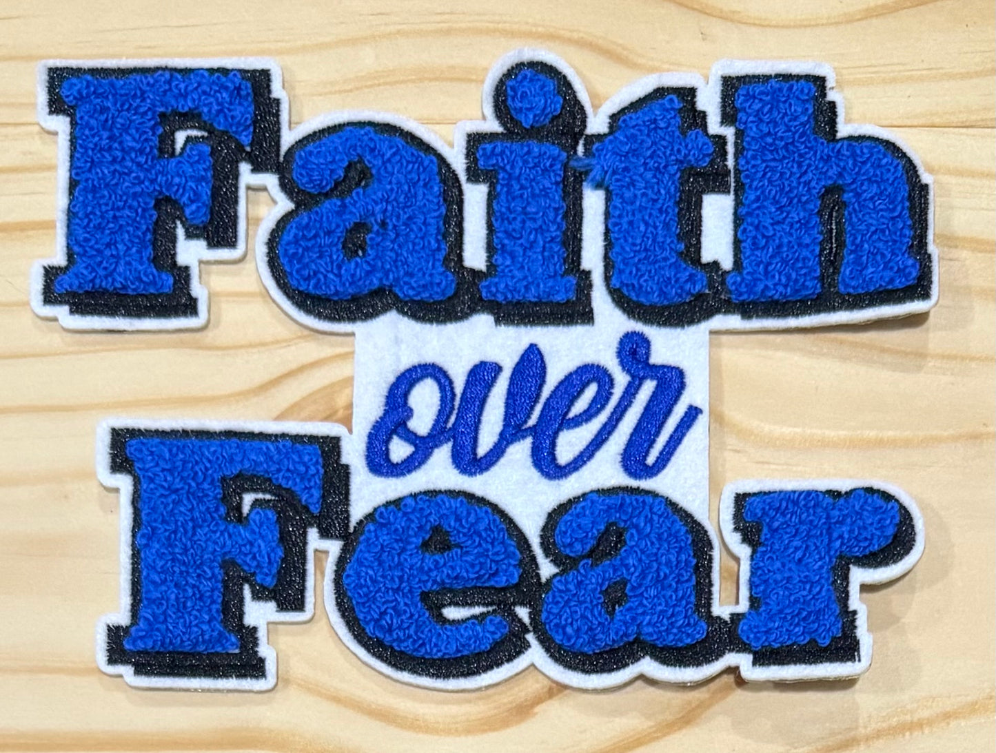 Faith over Fear Royal Small - Chenille/Sequins Iron On Patch