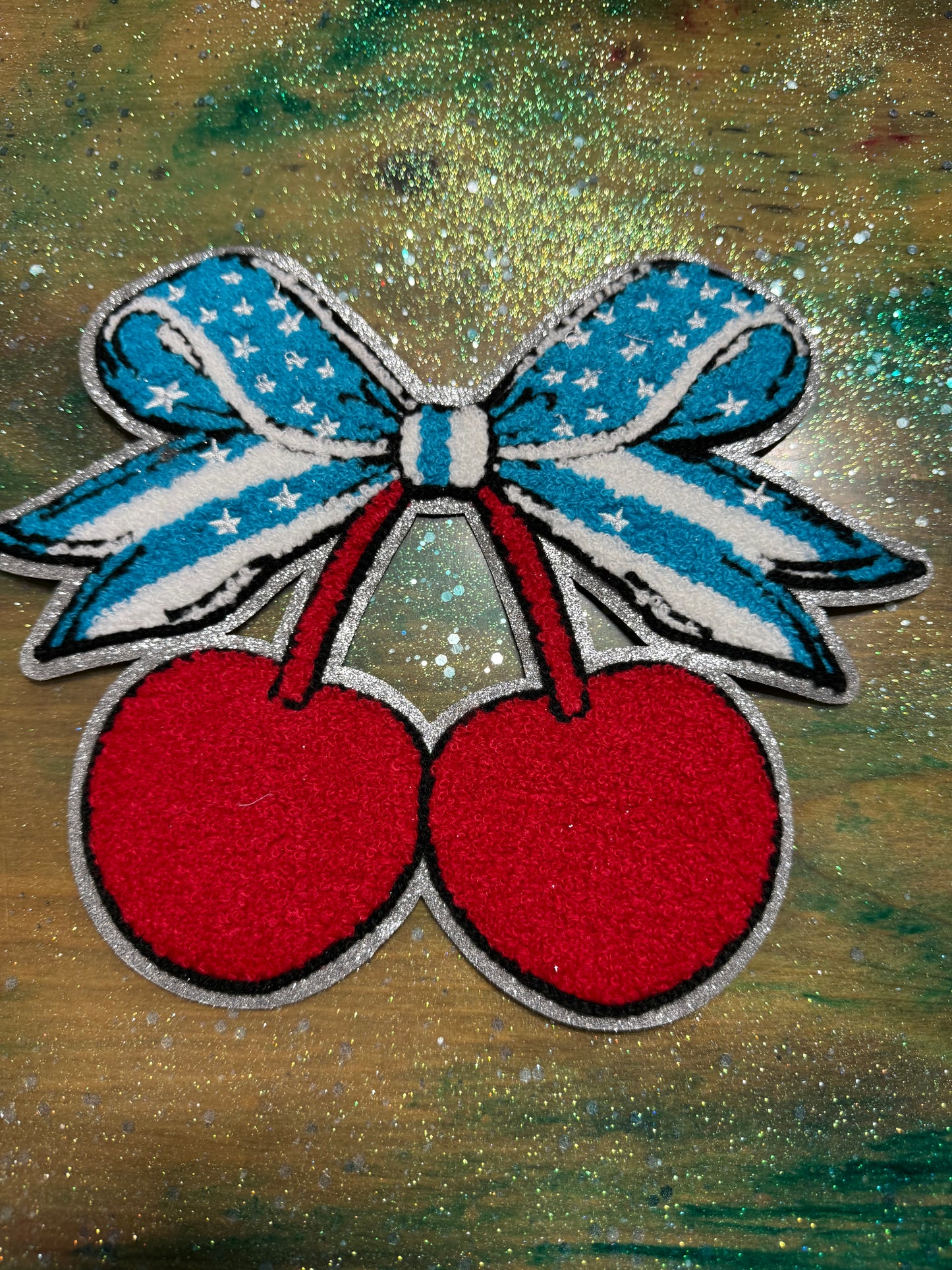 USA Cherry - Chenille/Sequins Iron On Patch