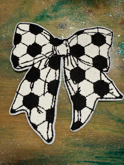 Soccer Bow - Chenille/Sequins Iron On Patch