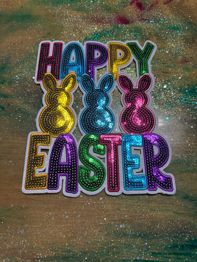 Happy Easter - Chenille/Sequins Iron On Patch