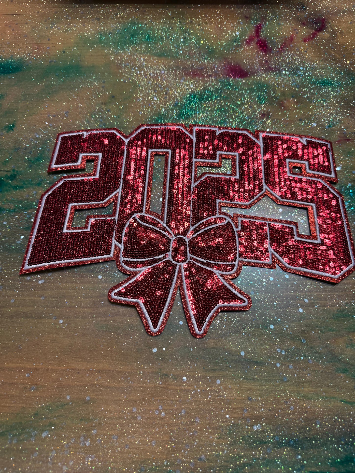 Red 2025 - Chenille/Sequins Iron On Patch