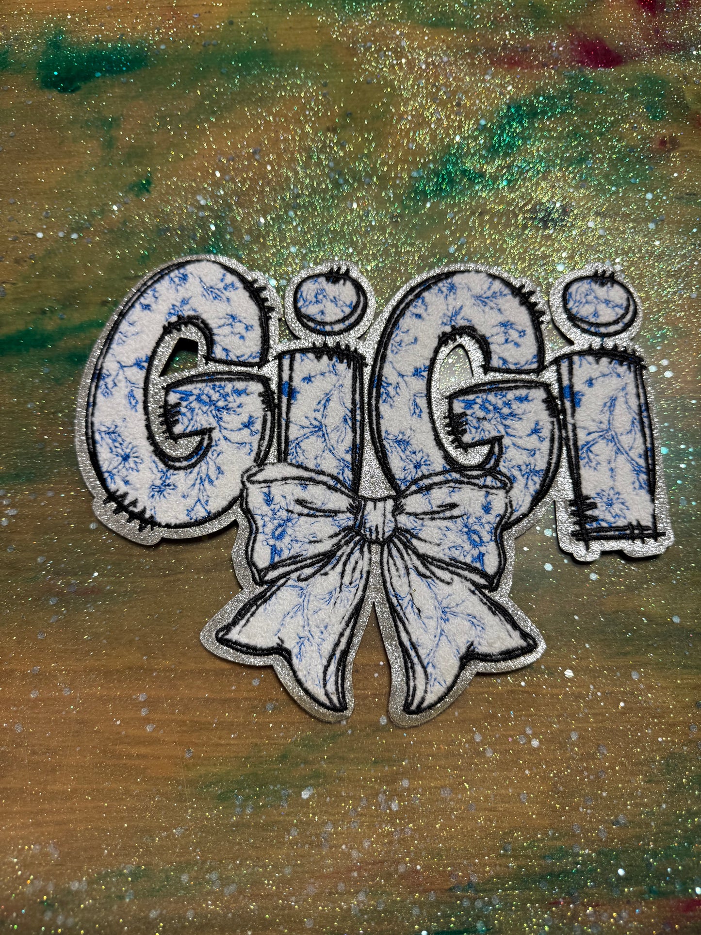 Blue Gigi - Chenille/Sequins Iron On Patch