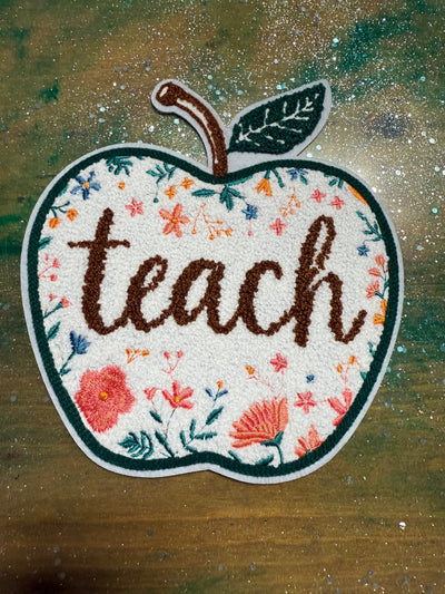 Teach Apple - Chenille/Sequins Iron On Patch