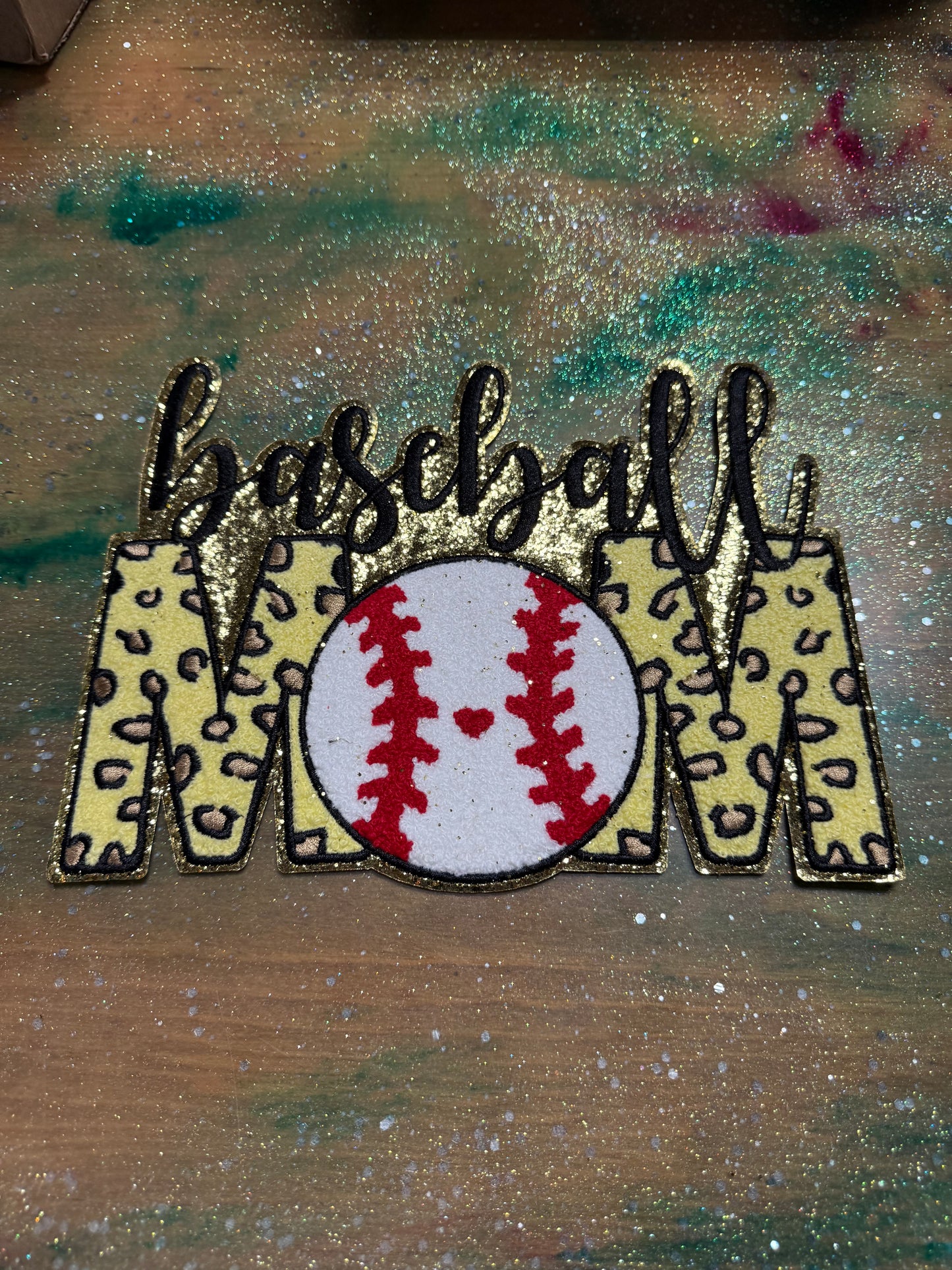 Baseball Mom - Chenille/Sequins Iron On Patch