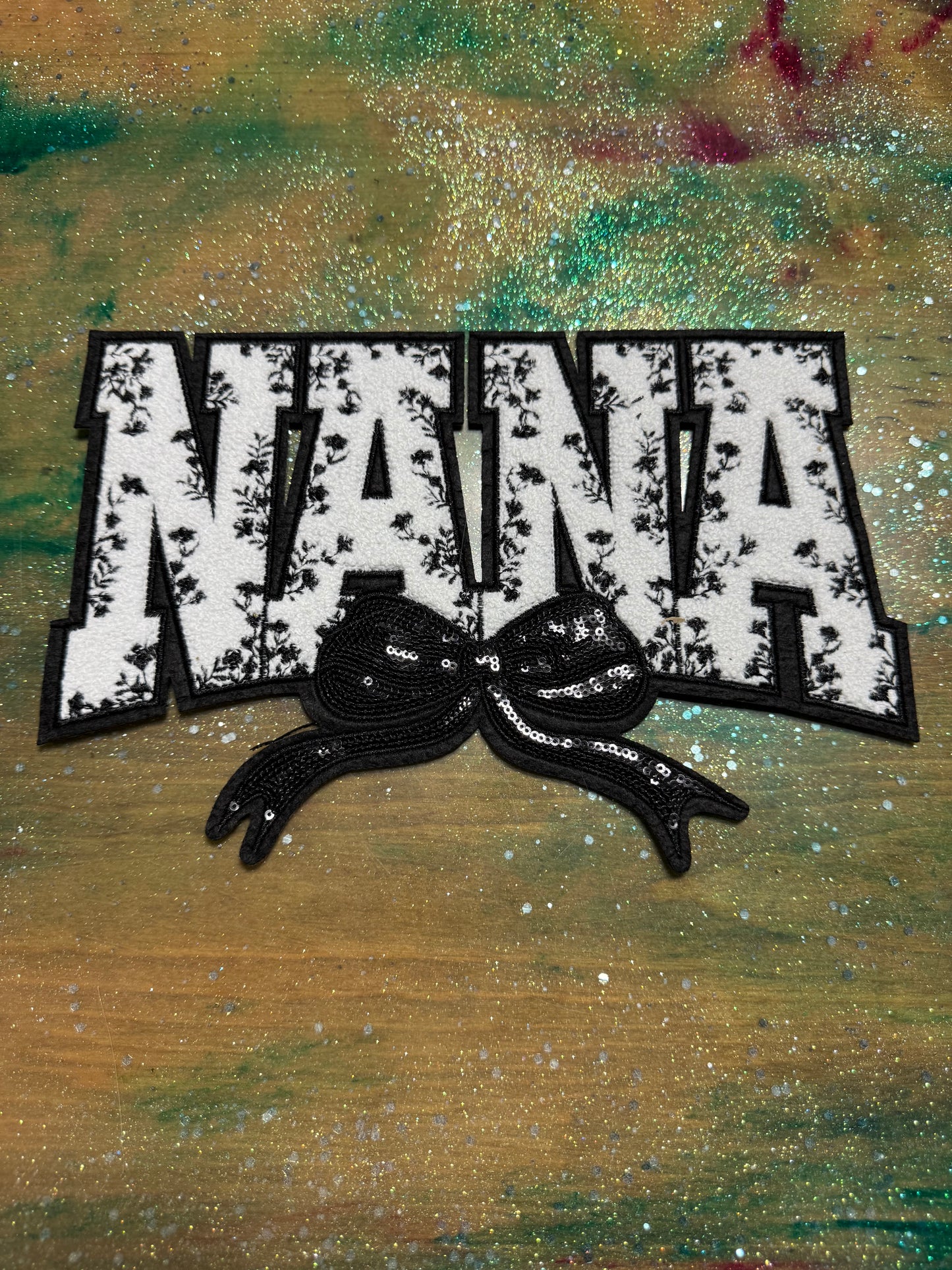 Nana Black - Chenille/Sequins Iron On Patch