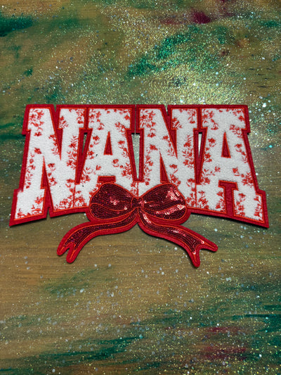 Nana Red - Chenille/Sequins Iron On Patch