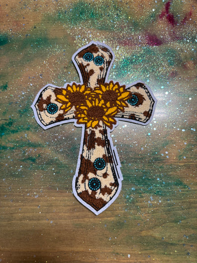 Western Cross - Chenille/Sequins Iron On Patch