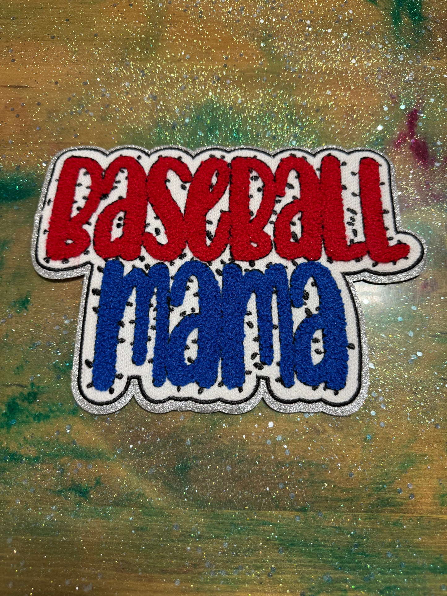 Baseball Mama - Chenille/Sequins Iron On Patch