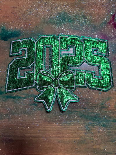 2025 Green - Chenille/Sequins Iron On Patch