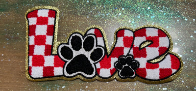 Love Paw - Chenille/Sequins Iron On Patch