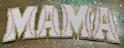 Mama Baseball - Chenille/Sequins Iron On Patch