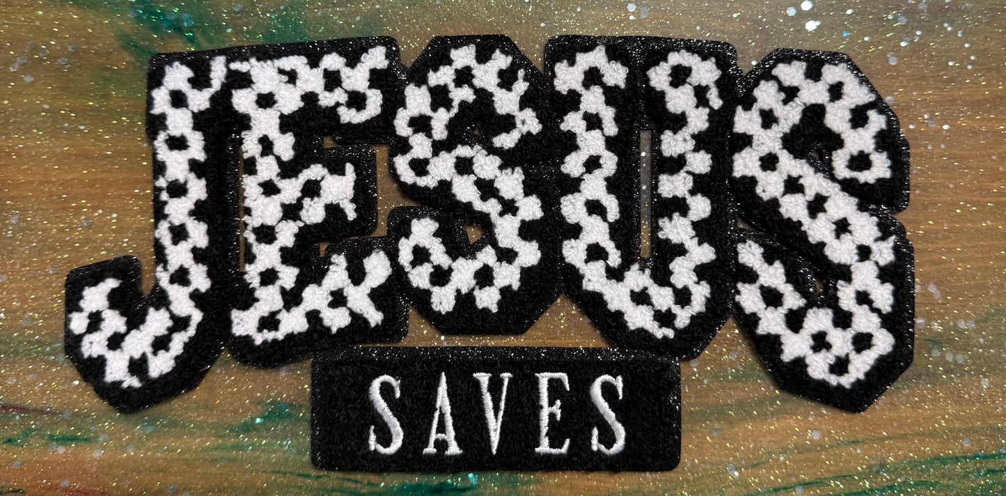 Jesus Saves - Chenille/Sequins Iron On Patch