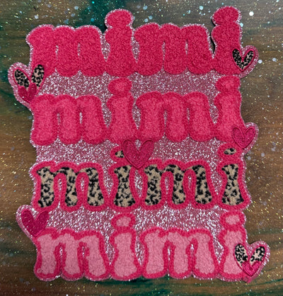 MiMi Mimi Mimi Mimi Hot Pink - Chenille/Sequins Iron On Patch