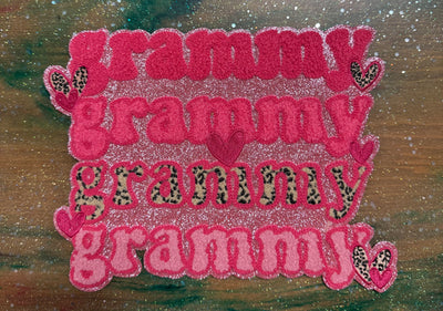 Grammy Grammy Grammy Grammy Hot Pink - Chenille/Sequins Iron On Patch