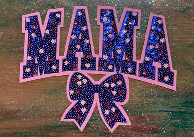 Mama Royal Blue Sequins - Chenille/Sequins Iron On Patch