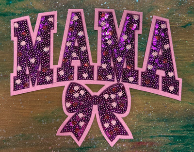 Mama Purple Sequins - Chenille/Sequins Iron On Patch