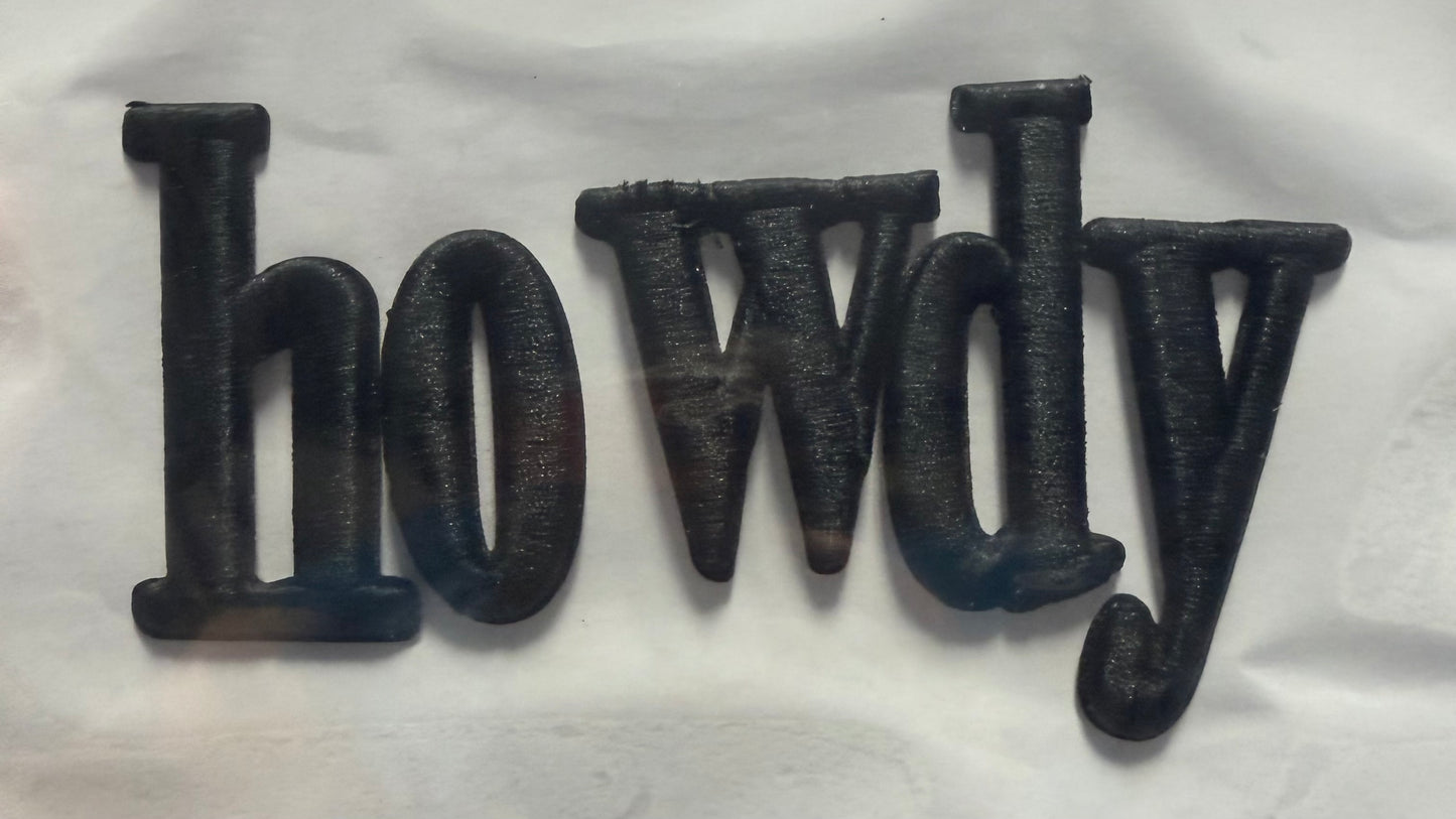 Howdy Black 3D Letters