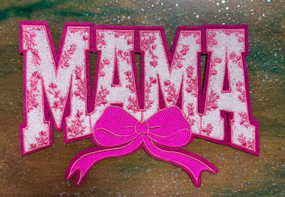 Mama Dark Pink - Chenille/Sequins Iron On Patch