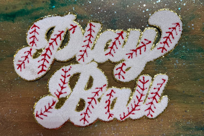 Play Ball Baseball - Chenille/Sequins Iron On Patch