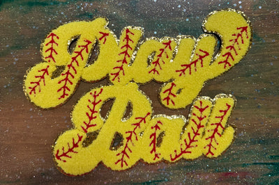 Play Ball Softball - Chenille/Sequins Iron On Patch