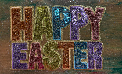 Happy Easter Jewel Tones - Chenille/Sequins Iron On Patch