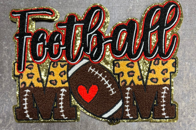 Football Mom Leopard - Chenille/Sequins Iron On Patch