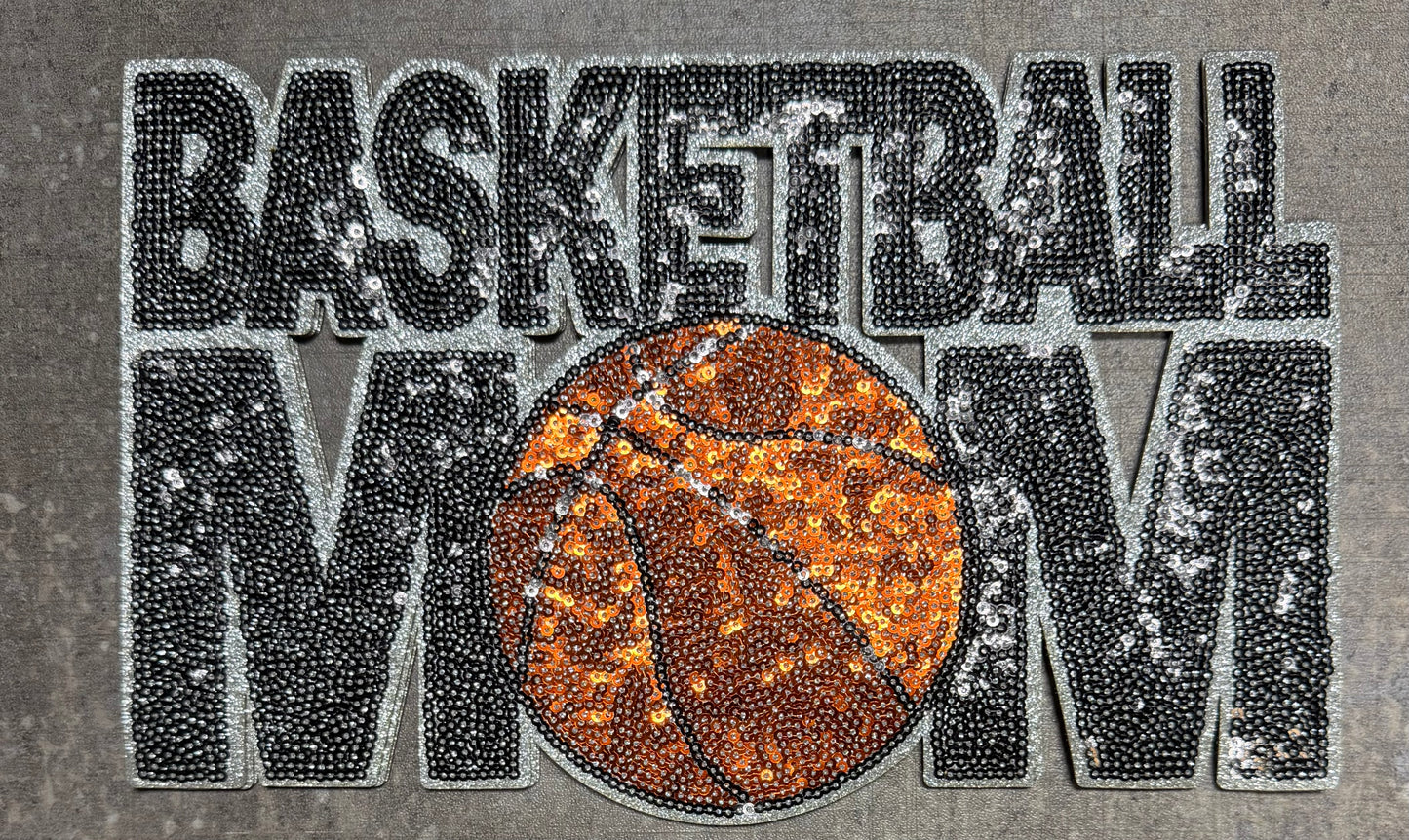Basketball Mom Black - Chenille/Sequins Iron On Patch