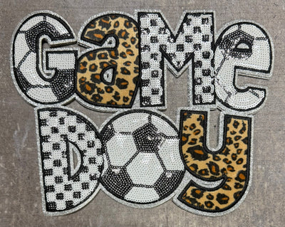Game Day Soccer with Checker & Leopard - Chenille/Sequins Iron On Patch