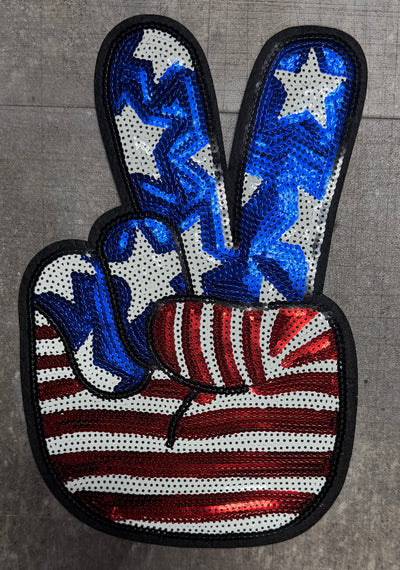 USA Peace Sign - Chenille/Sequins Iron On Patch