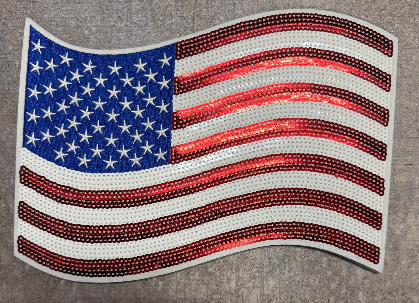 American Flag - Chenille/Sequins Iron On Patch