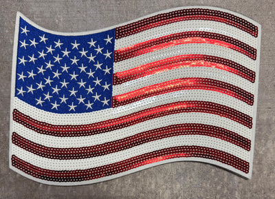 American Flag - Chenille/Sequins Iron On Patch