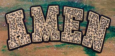 Amen Leopard - Chenille/Sequins Iron On Patch