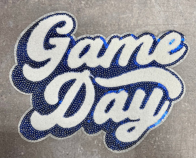 Game Day Royal Blue - Chenille/Sequins Iron On Patch