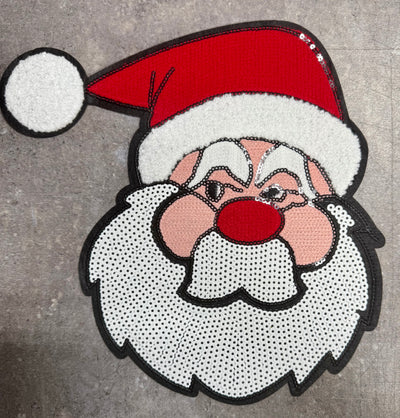 Santa - Chenille/Sequins Iron On Patch