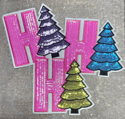 HOHOHO Trees - Chenille/Sequins Iron On Patch